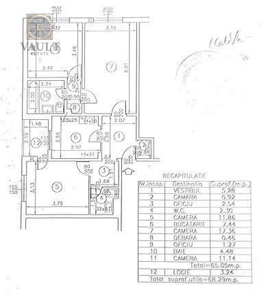 Apartament 3 camere - CENTRALA PROPRIE -Fizicienilor-68Mp 