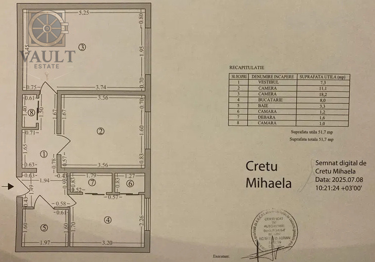 Apartament 2 camere -51,7 Mp-Fizicienilor -Ramnicu Sarat