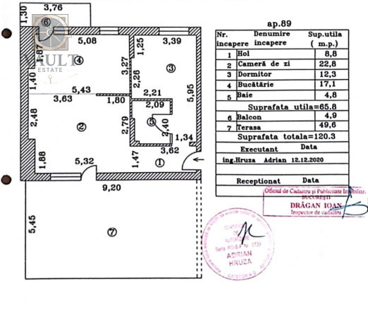 Apartament  2 camere -su=65,8-su totala =120mp-Pallady 