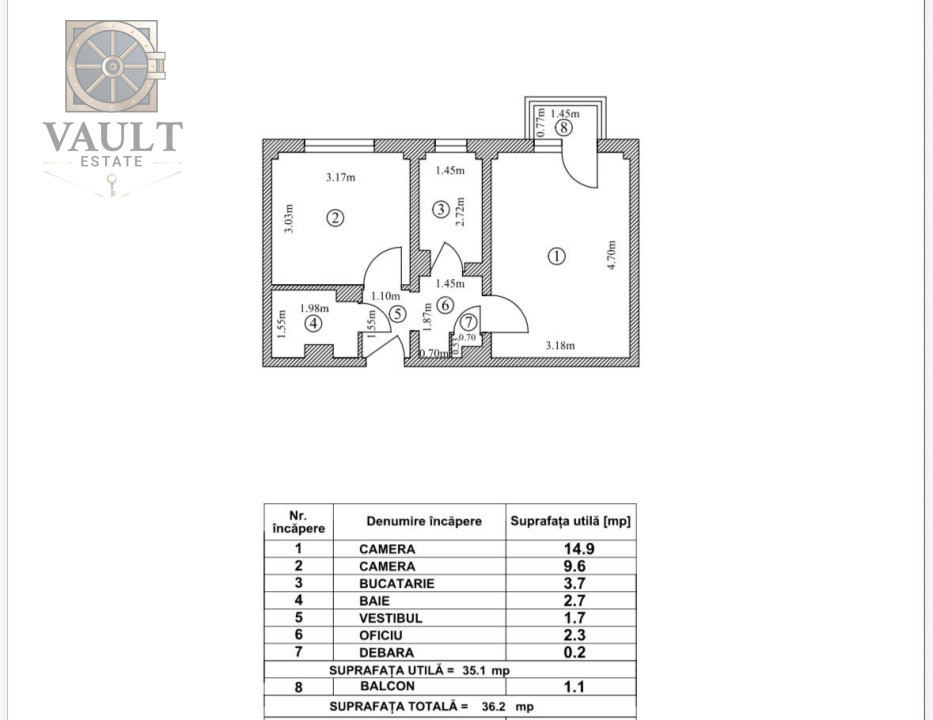 APARTAMENT 2 CAMERE - ETAJUL 5 - BRANCOVEANU-RESITA