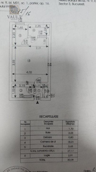 Garsoniera CF1 MOBILATA/UTILATA - 8 minute Metrou COSTIN GEORGIAN 