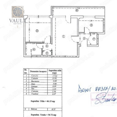 Apartament 2 camere - BALCON 9 MP - zona BASARABIA 