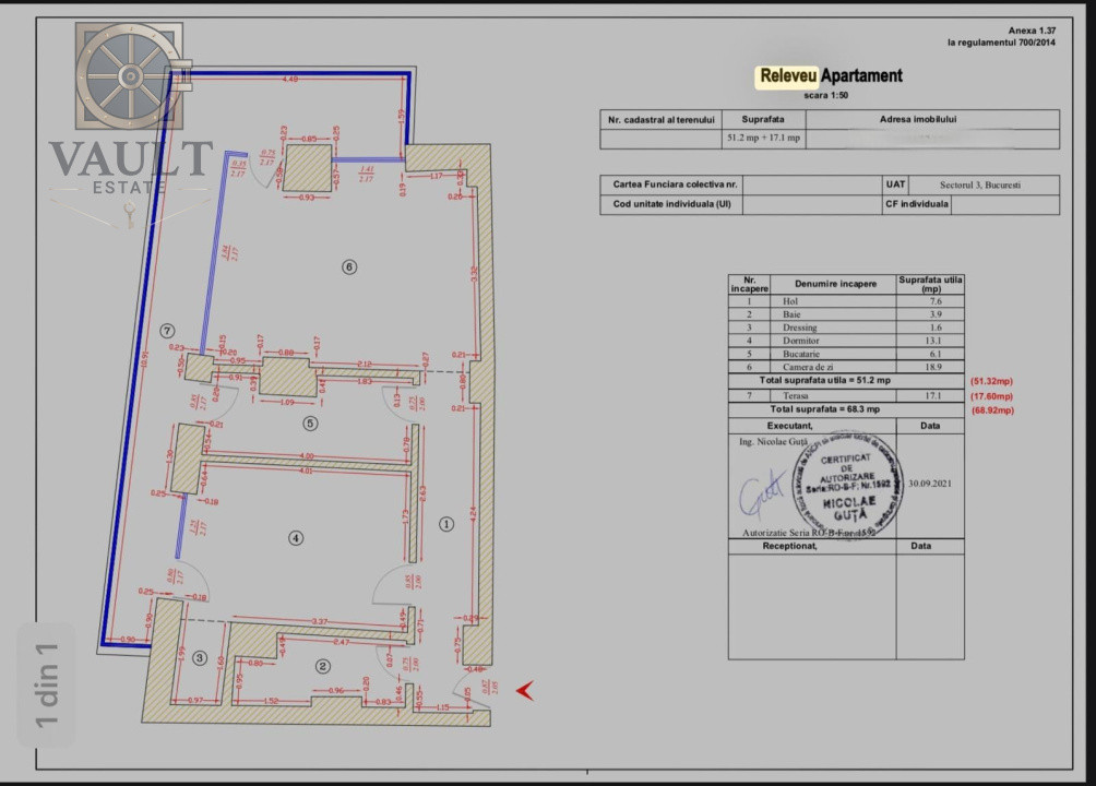 Apartament 2 camere - TERASA 18 MP - zona VITAN 