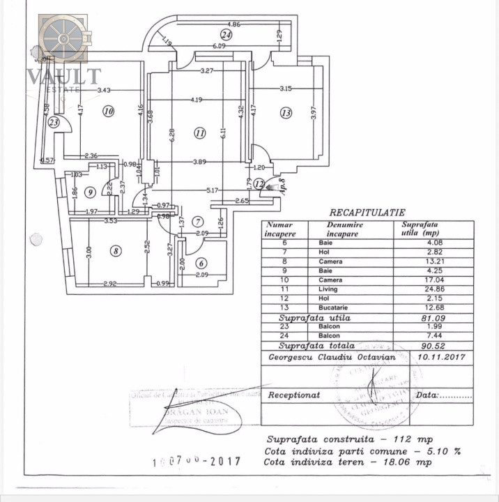 Apartament 3 camere +Loc de Parcare -Pta Victoriei/Titulescu
