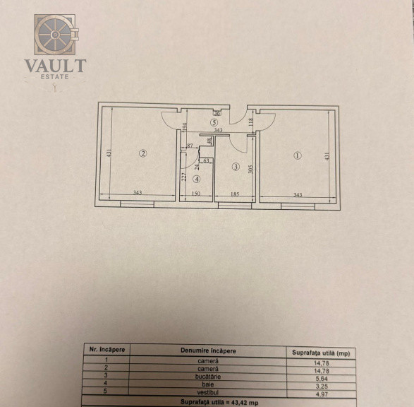 Apartament 2 camere -44mp-Republica 