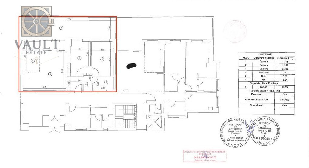 Apartament 3 camere - Loc de parca / Terasa / Piata Victoriei