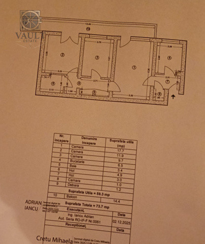 Apartament 3 camere -73.7mp-Titan