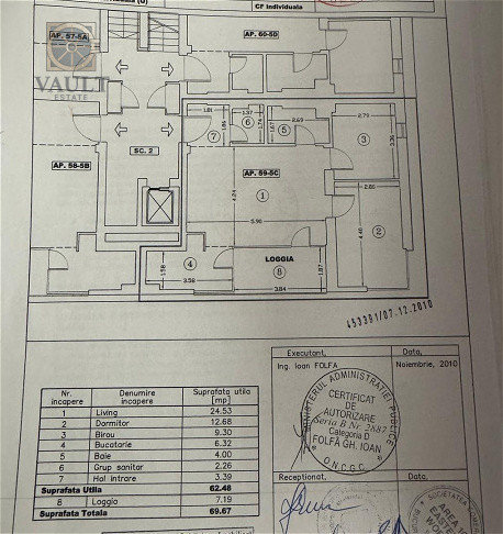 Apartament 3 camere -69,67mp-5 minute pana la metrou Piata Muncii
