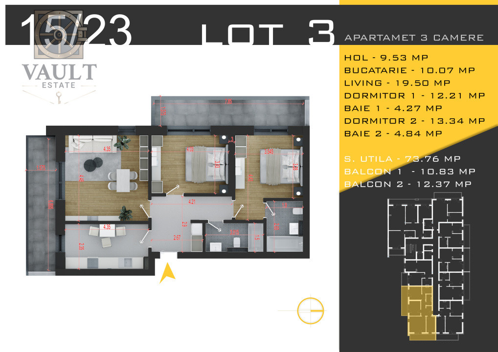 APARTAMENT 3 CAMERE -COMPLEX REZIDENTIAL NOU -THEODOR PALLADY