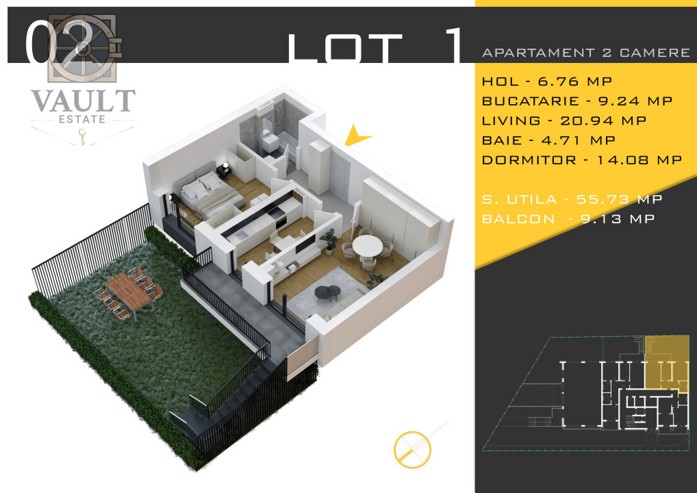 2 CAMERE -GRADINA PRIVATA 63MP -COMPLEX REZIDENTIAL NOU -PALLADY