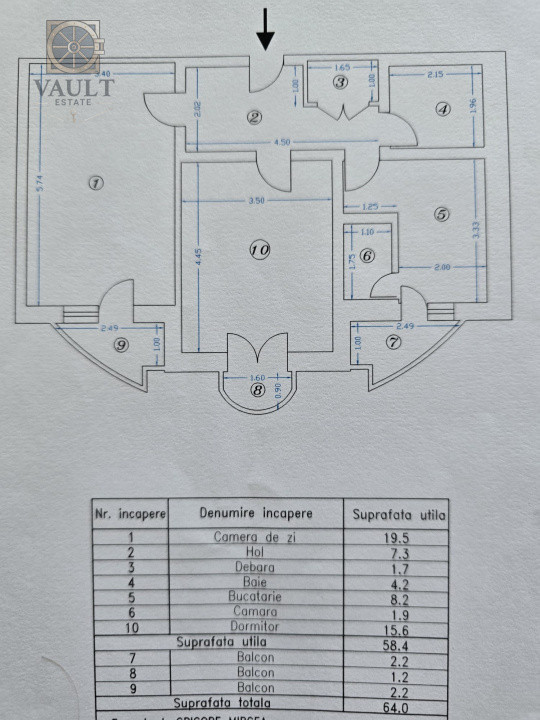 2 camere - 64 mp - 3 balcoane -  Decebal 