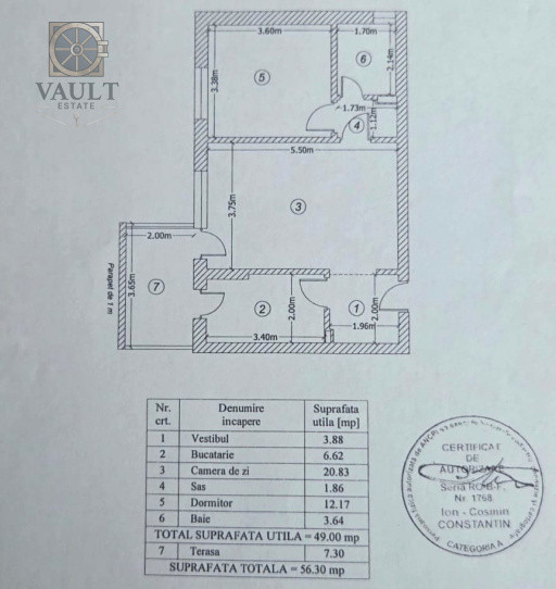 Apartament 2 camere -56.30mp-Greenfield 