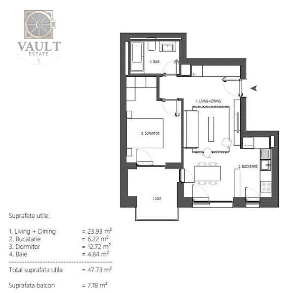 Apartament 2 camere - LOC DE PARCARE INCLUS - COMPLEX AVALON 