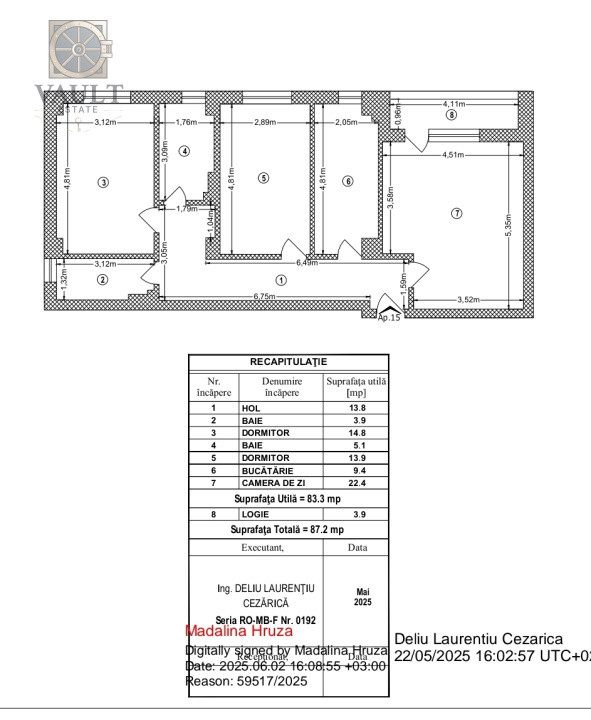 Apartament 3 camere - Bloc Nou - Theodor Pallady