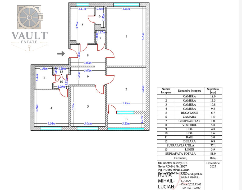 APARTAMENT 4 CAMERE- 81 mp  - 1 DECEMBRIE 1918