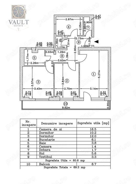Apartament 3 camere-Decomandat-Bulevardul Lacul Tei
