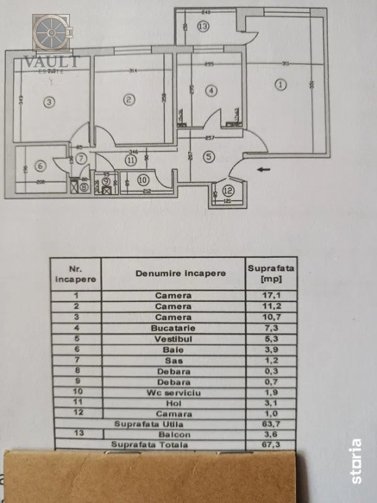 Apartament 3 camere - centrala proprie - Rahova