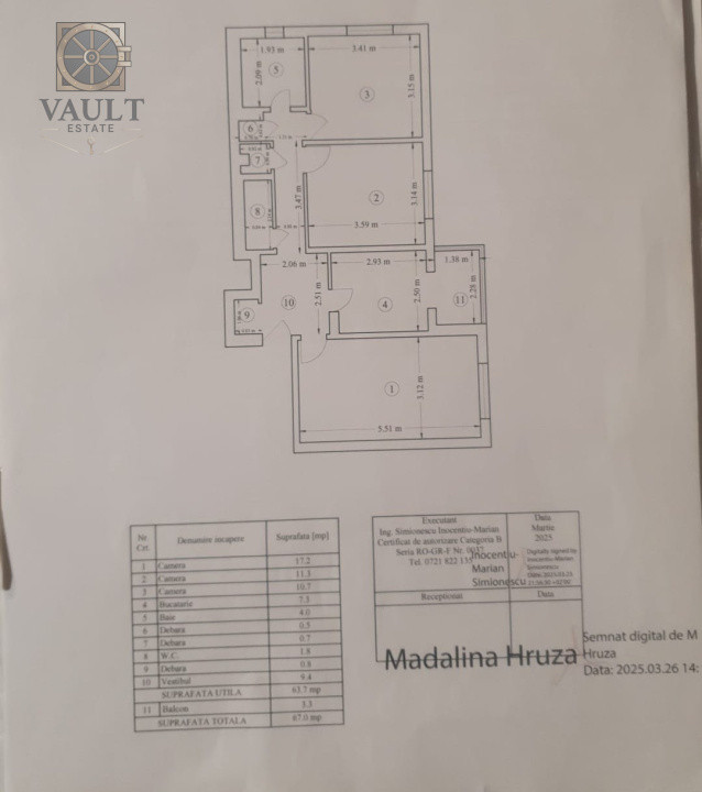 Apartament 3 camere - CENTRALA PROPRIE - zona RAHOVA 