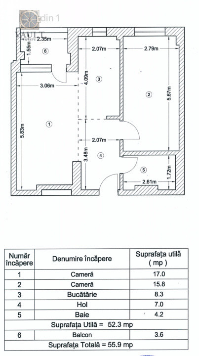 Apartament 2 camere - parcare subterană - Ferdinand  