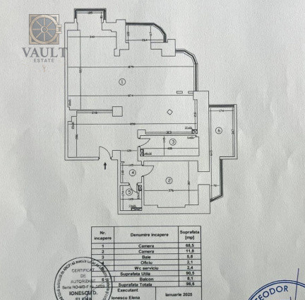 Apartament 2 camere -98,6mp- 9 minute de mers pana la metrou Piata  Muncii