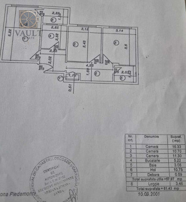 3 Camere - Mobilat/Utilat - Centrala  - Etaj 5 - Mega Mall - Chisinau 