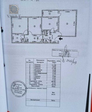 APARTAMENT 3 CAMERE-RAHOVA-PETRE ISPIRESCU-DUNAVAT-BLOC REABILITAT