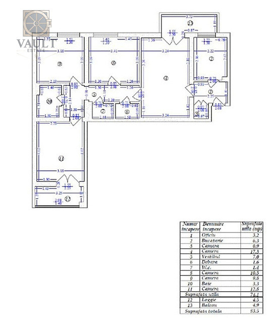 Apartament 4 camere -5 minute de mers  pana la metrou Costin Giorgian 