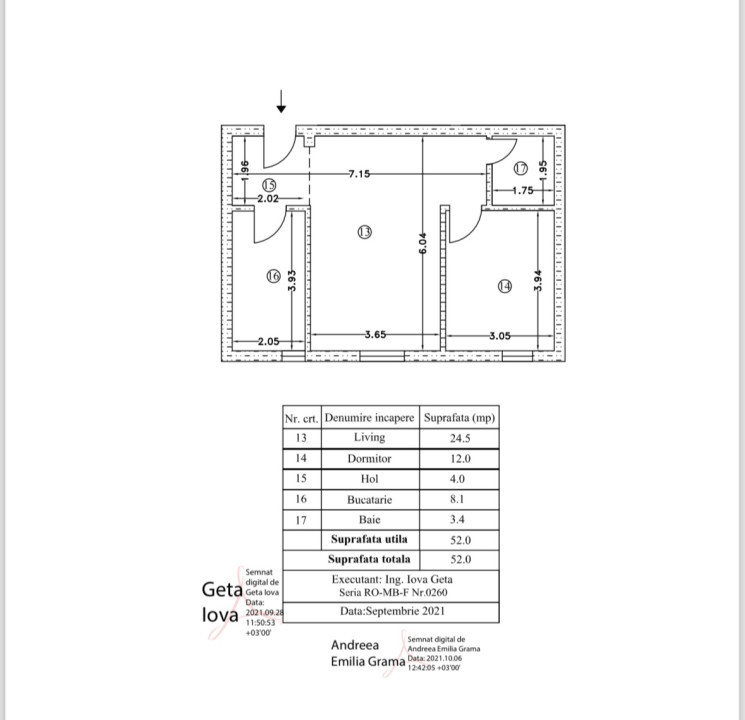 Apartament 2 camere - Etaj 3/4 cu lift - Mogosoaia - 