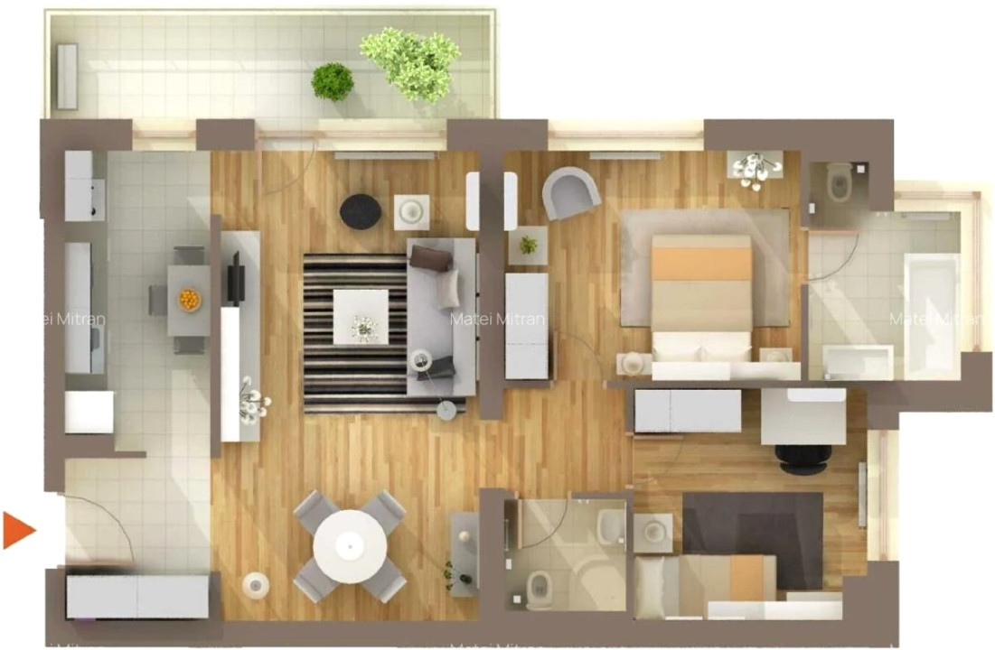 APARTAMENT DE 3 CAMERE, 87 MP UTILI, BANEASA