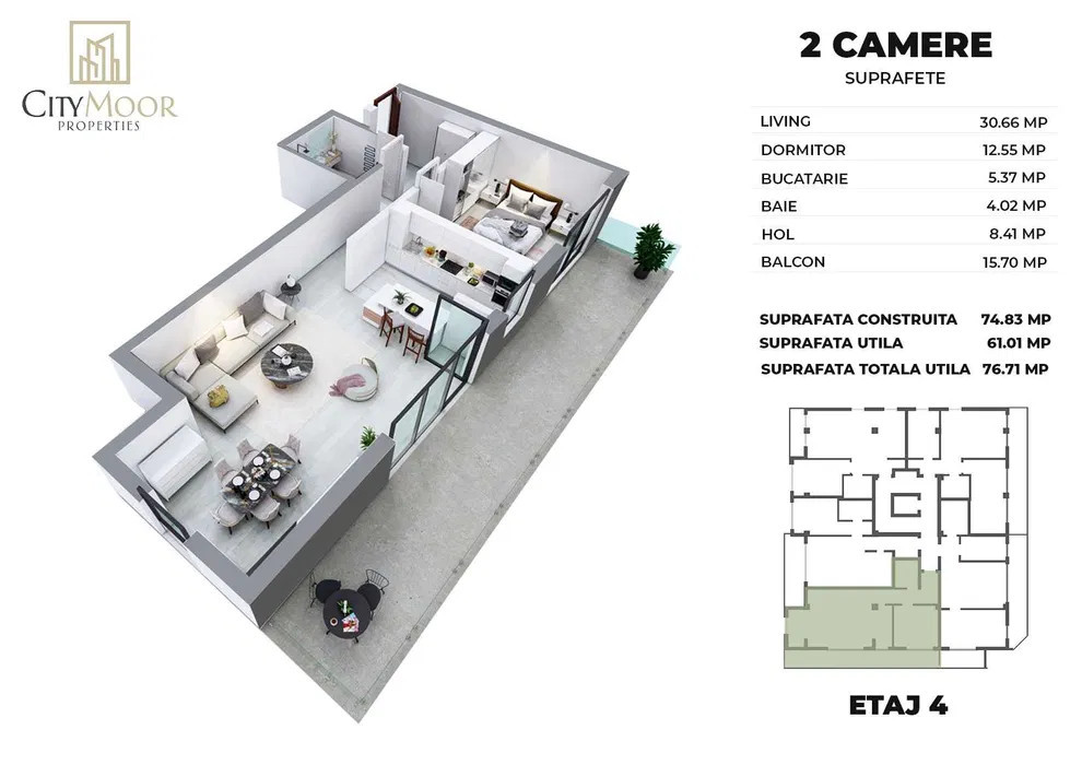 IDEAL BIROU! APARTAMENT DE 2 CAMERE, NEMOBILAT, BLOC NOU, DECEBAL