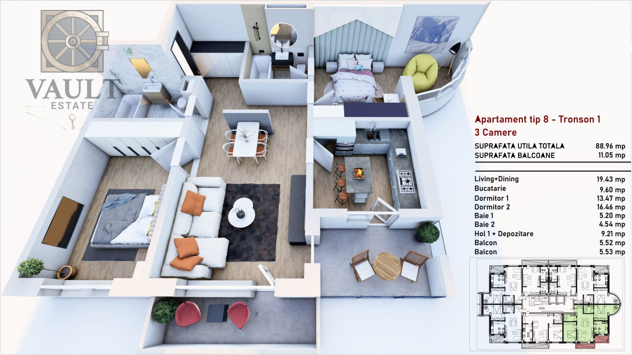 Apartament 3 camere Coresi Shopping Resort