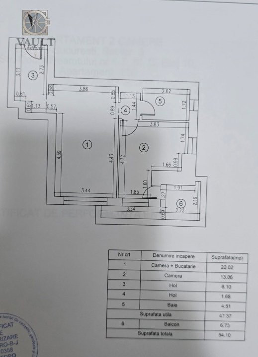 Apartament 2 camere-Titan  -54 mp
