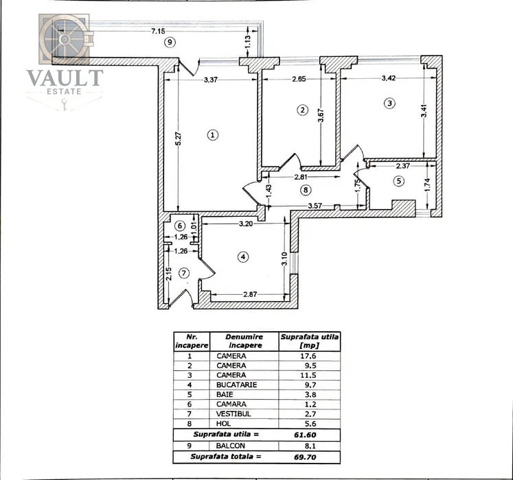 APARTAMENT 3 CAMERE-RENOVAT COMPLET-CENTRALA PROPRIE-ETAJ 1-LUJERULUI