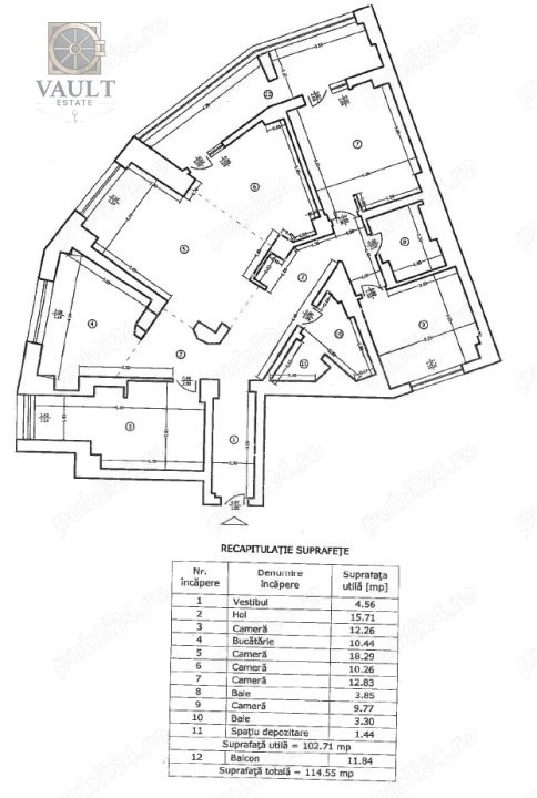 Apartament 5 camere -3 minute Metrou Universitate-Bloc 1980