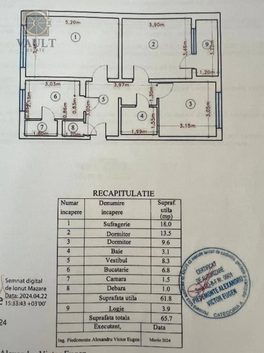 Apartament 3 camere - 9 minute pana la Metrou -1 Decembrie 1918-65.7 MP