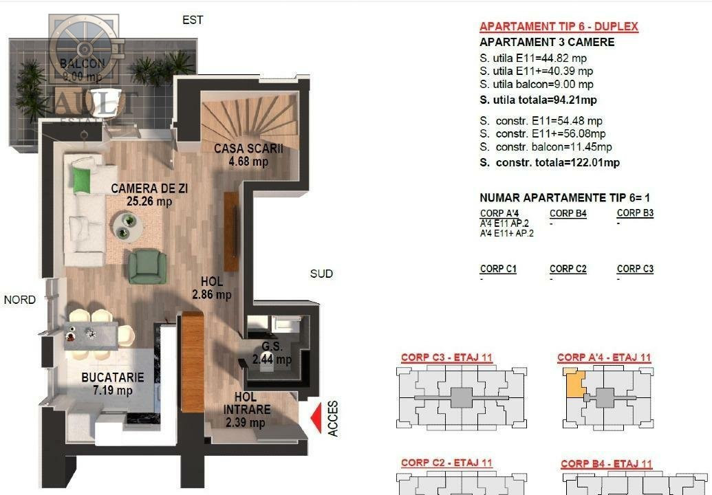 APARTAMENT TIP DUPLEX 3 CAMERE - MOGHIOROS PARK RESIDENCE - 3 BAI