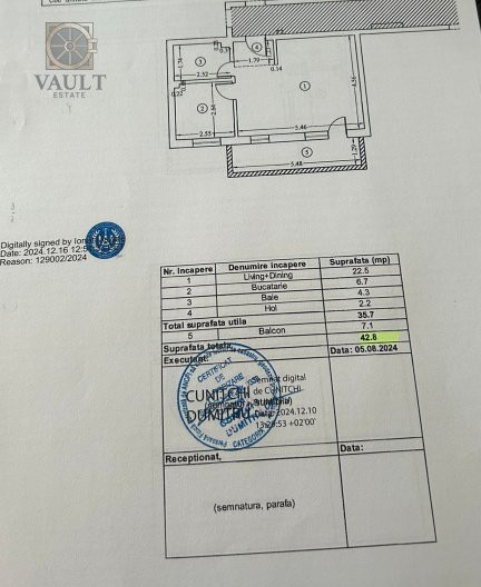 GARSONIERA / 36M2 + BALCON 7M2 / CENTRALA PROPRIE / MILITARI