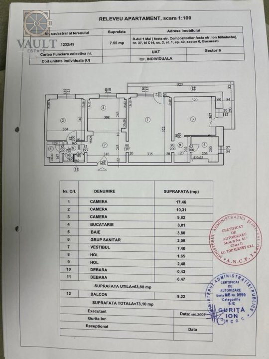 Apartament 3 camere- 2 bai- balcon 9mp-Bd 1 Mai/Hanul Drumetului