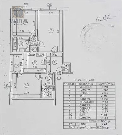 Apartament 3 camere -Fizicienilor-68Mp 