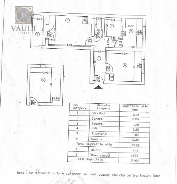 2 camere decomandat - Floreasca - et. 1/2 - boxa 10.5 mp