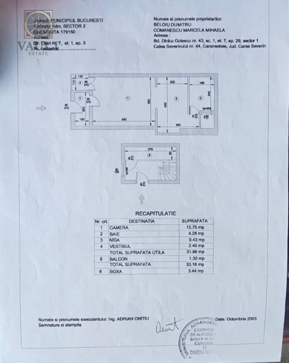 Apartament 3 camere -ETAJ 1- VILA- FOISORUL DE FOC 