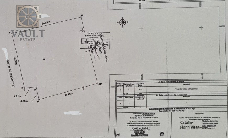 Teren 570 mp Balotesti - zona Privighetorilor-Rozelor 