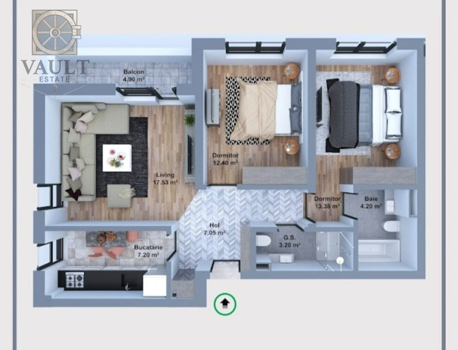 Apartament 3 camere - Loc de parcare inclus - 2 băi - Păcii