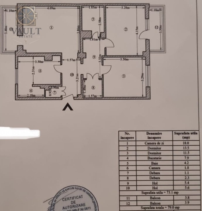 Apartament 3 camere 79 Mp- Pacii