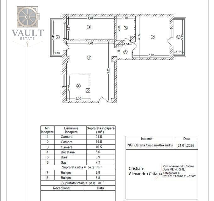 Apartament 3 camere- Aviatiei- Etaj 1 
