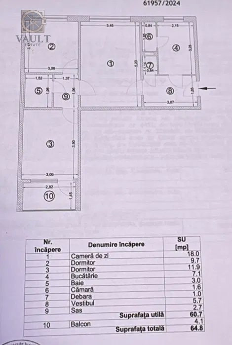 Apartament 3 camere -3 minute pana la metrou -1 Decembrie 1918 