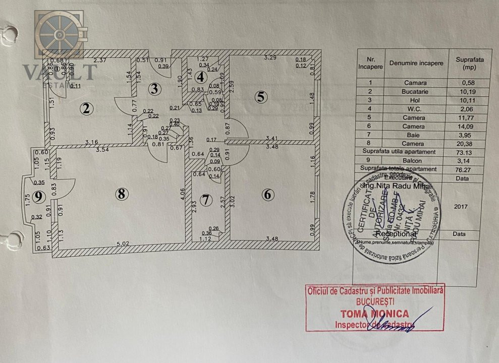 APARTAMENT 3 CAMERE-SEBASTIAN-13 SEPTEMBRIE-HOL H-MOBILAT-UTILAT