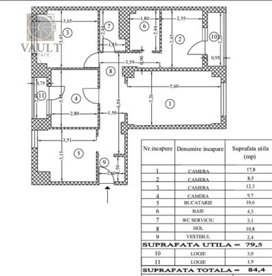 Apartament 4 camere -84.4MP -Bd.Râmnicu Sărat 
