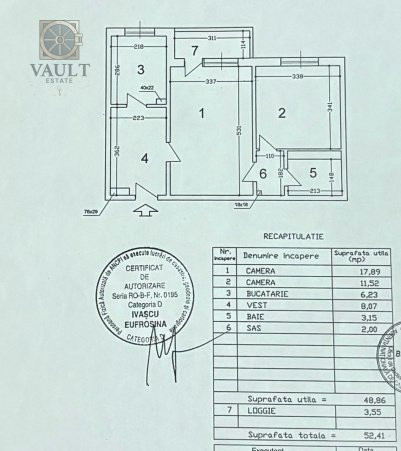 Apartament 2 camere -52Mp- Auchan Titan 