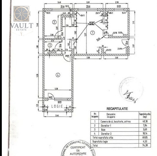 Apartament 3 camere -74,38MP - La 3 minute de metrou 1 Decmbrie 1918 